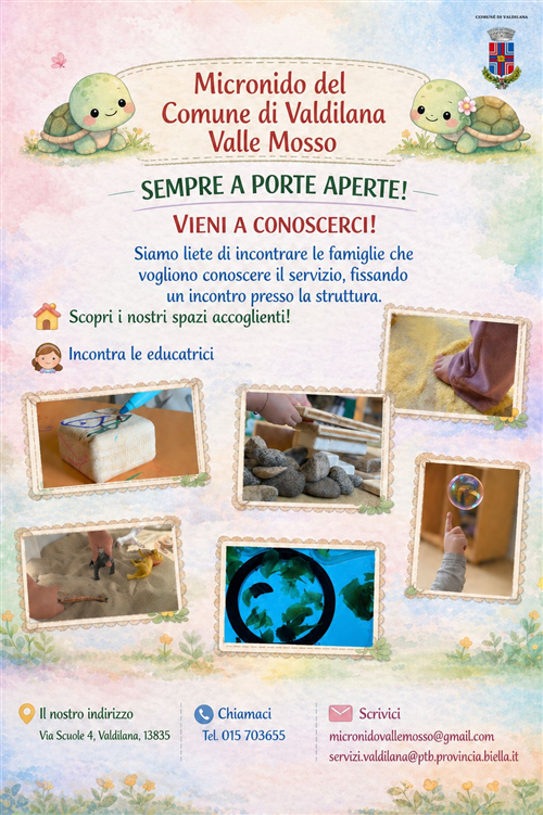 Micronido comunale di Valle Mosso - "Porte aperte" e preiscrizioni a.e. 2026/2027